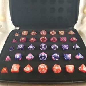 Acrylic Poly Dice: Puff, Love, & Cream Dice + Case